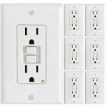 GFCI Outlet Amico 6 Pack 15 Amp Thin Design with LED Indicator, White-0