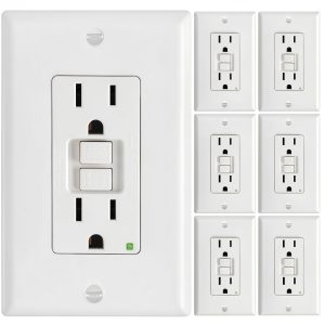 GFCI Outlet Amico 6 Pack 15 Amp Thin Design with LED Indicator, White-0