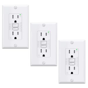 AIDA GFCI Outlet 15A Self-Test Tamper‑Resistant LED White 3‑Pack-0