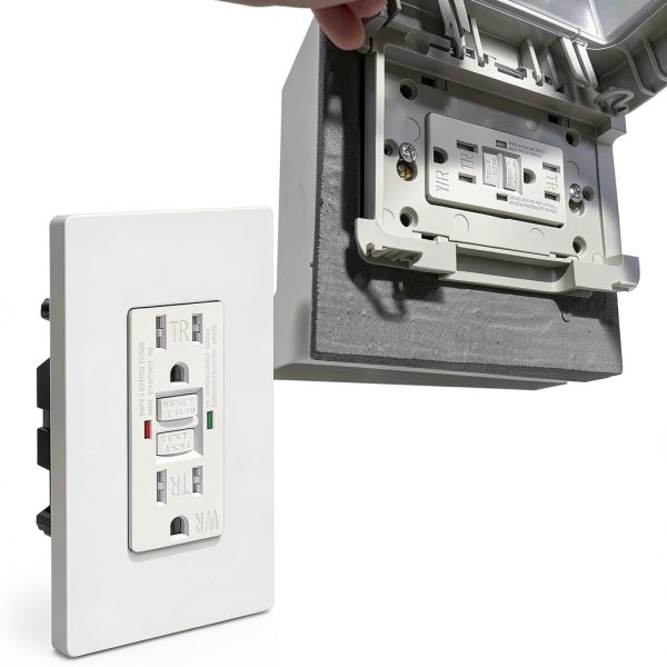 GFCI Outlet ELECTECK 10-Pack 15 Amp WR LED Self-Test Wallplate-5