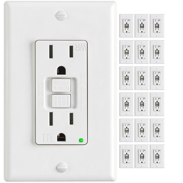 Amico 24 Pack 15 Amp GFCI Outlet Weather‑Resistant with LED Indicator-0
