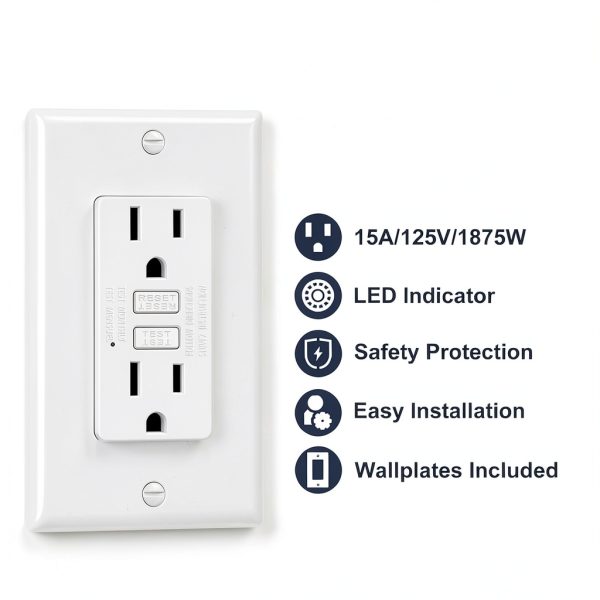 BESTTEN GFCI Outlet 15A Slim Design with LED Indicator – 10 Pack White-1