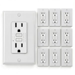 BESTTEN GFCI Outlet 15A Slim Design with LED Indicator – 10 Pack White-0