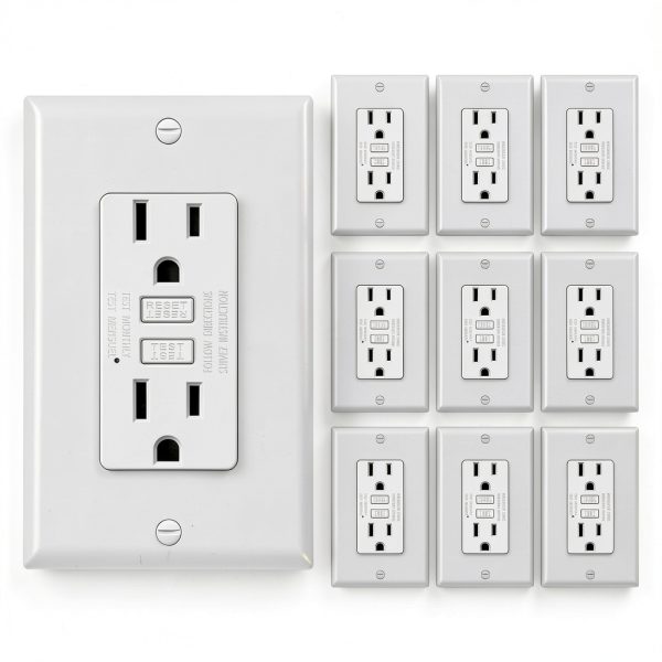 BESTTEN GFCI Outlet 15A Slim Design with LED Indicator – 10 Pack White-0