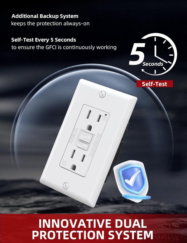AIDA GFCI Outlet 15A Self-Test Tamper‑Resistant LED White 3‑Pack-1