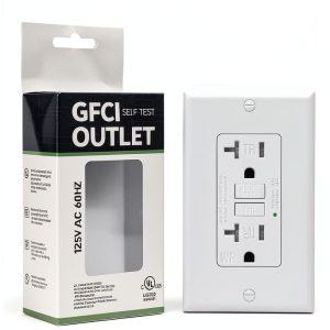1-Pack 20 Amp GFI Electrical GFCI Outlet Self-Test Tamper Resistant (TR) Weather Resistant (WR) Ground Fault Receptacle with LED Indicator UL Listed Standard Wall Plate Included White-0
