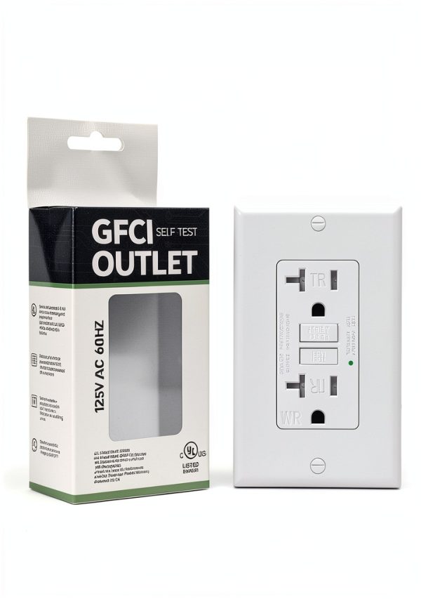1-Pack 20 Amp GFI Electrical GFCI Outlet Self-Test Tamper Resistant (TR) Weather Resistant (WR) Ground Fault Receptacle with LED Indicator UL Listed Standard Wall Plate Included White-0