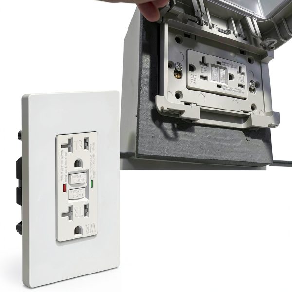 GFCI Outlet ELECTECK 10-Pack 20A Outdoor WR with LED Self‑Test, White-5