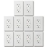 GFCI Outlet ELECTECK 10-Pack 20A Outdoor WR with LED Self‑Test, White-0