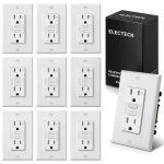 ELECTECK 10 Pack GFCI Outlets 15 Amp, Outdoor Weather Resistant (WR), Ultra Slim GFI Receptacles with LED Indicator, Ground Fault Circuit Interrupter, Wallplate Included, ETL Listed, White-0