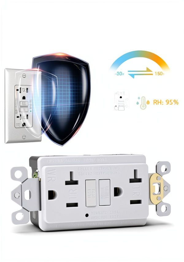 1-Pack 20 Amp GFI Electrical GFCI Outlet Self-Test Tamper Resistant (TR) Weather Resistant (WR) Ground Fault Receptacle with LED Indicator UL Listed Standard Wall Plate Included White-4