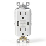 Leviton 15A SmartlockPro Self-Test GFCI Combination with Type A & Type-C USB in-Wall, USB Charger for Smartphones and Tablets, GUAC1-W-0