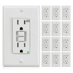 Amico 12 Pack GFCI Outlet 15 Amp with Thinner Design, Weather Resistant (WR), Self-Test GFI Receptacles with LED Indicator, Wall Plates and Screws Included, Indoor or Outdoor, ETL Listed, White-0